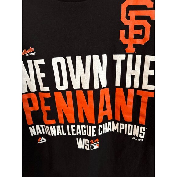 San Francisco Giants 2014 National League Champions Majestic T-Shirt XL 22 x 29” - Picture 3 of 5